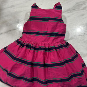 Ralph Lauren Girl’s  2T Hot Pink Striped Lined Button Dress Formal Semi formal